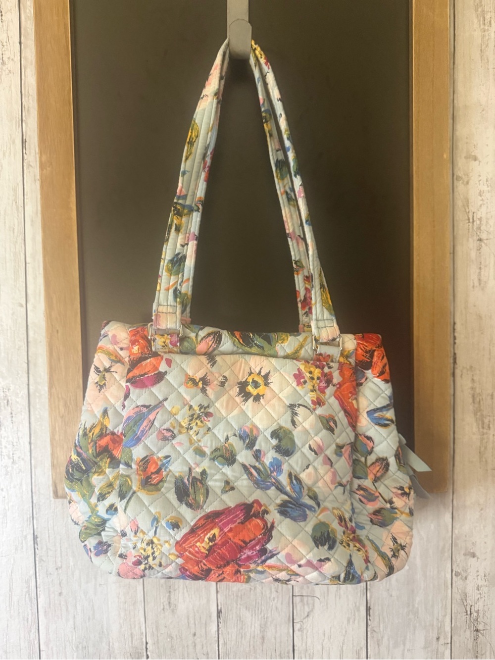 VERA BRADLEY Quilted Tote Bag Sea Air Floral Recycled Cotton & matching Wallet